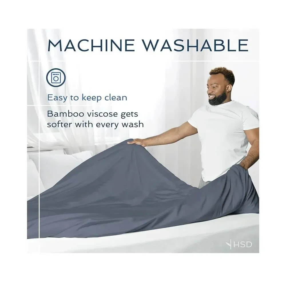 Luxurious Oeko-Tex Bamboo Navy Duvet Cover Bed Twin-XL New! ⚡️ Free Shipping
